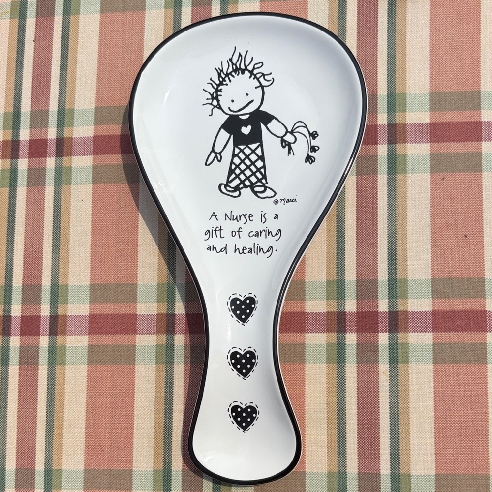 Black and White Nurse Spoon Rest